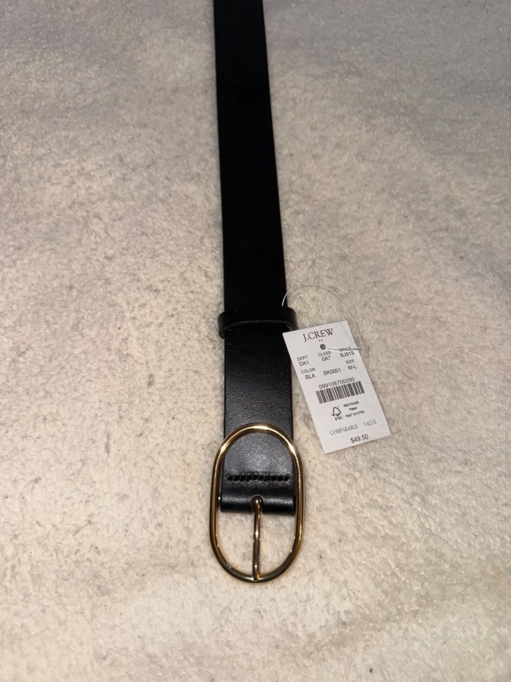 Crew Women’s Genuine Leather Belt in Black, M/L, Oval Bucket Leather Belt, NWT - Picture 6 of 6